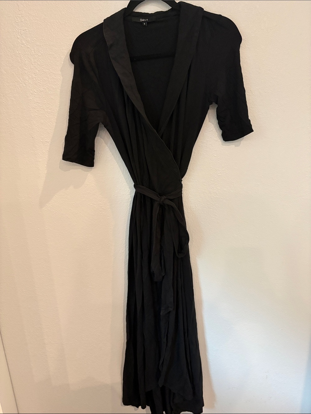 Wrap Dress in Black - Elegant V-Neck Tie Waist